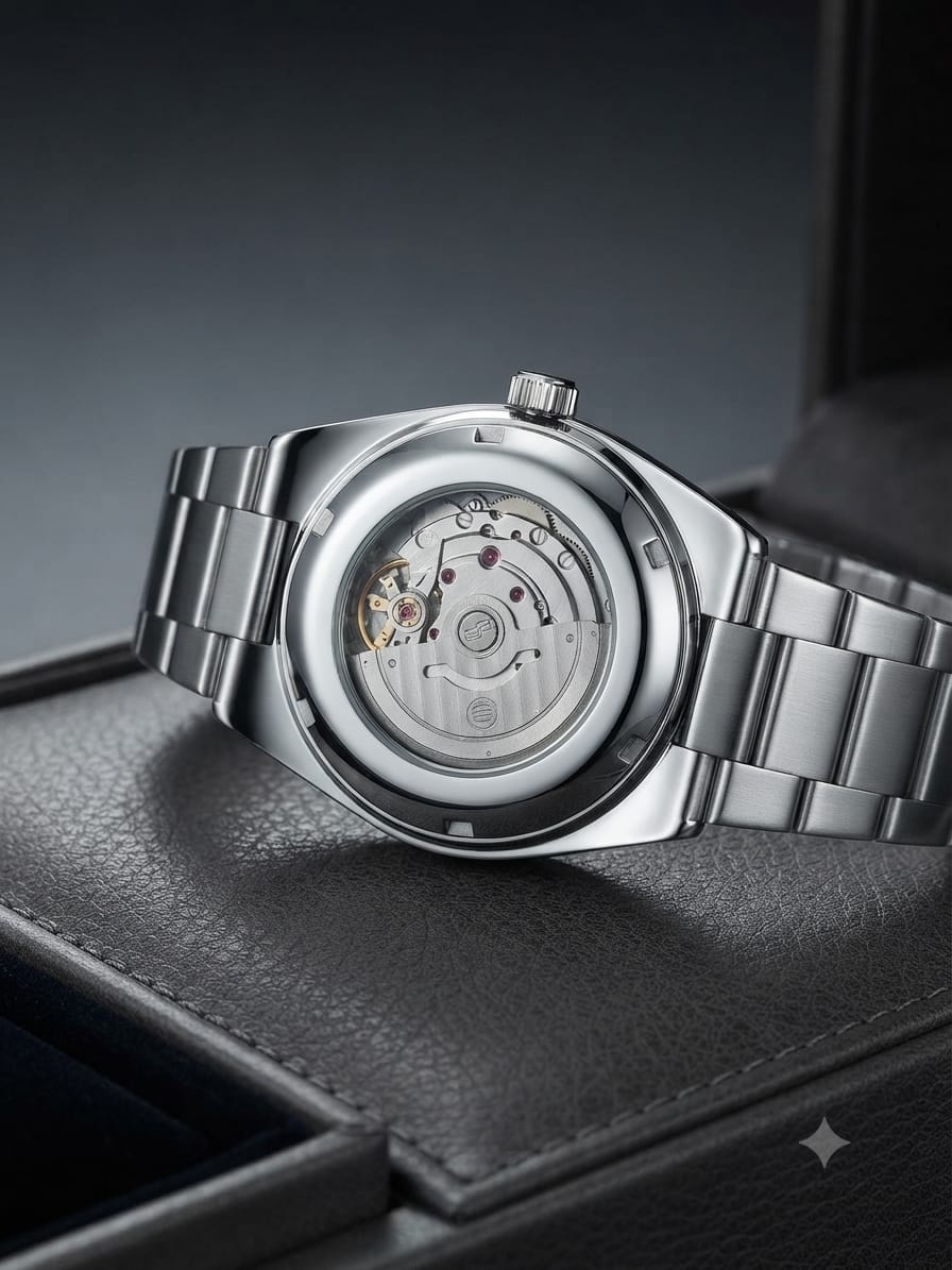 Luxury Full Silver Color Semi Automatic Watch | Premium Stainless Steel Wrist Watch with Date & Time Display