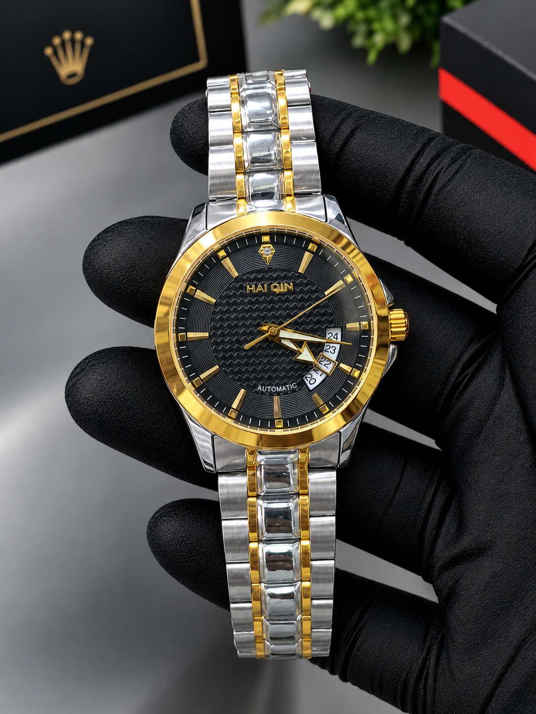 Luxury Full  Automatic Watch  for Men Gold & Black dial  Full  Steel