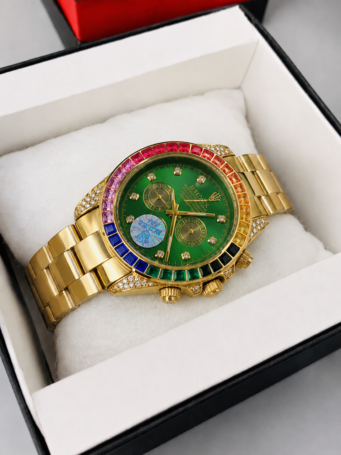 Premium Monograph Heavy Weight Men's Watch Green Dial  | Gold Stainless Steel