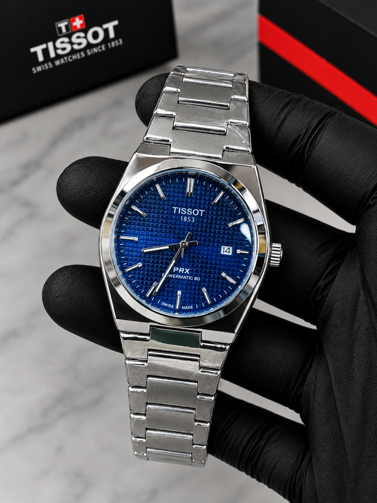 Luxury Silver & Blue  Dial Semi Automatic Watch | Premium Stainless Steel Wrist Watch with Date & Time Display