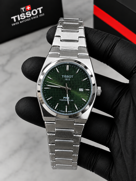 Luxury Silver & Green Dial Semi Automatic Watch | Premium Stainless Steel Wrist Watch with Date & Time Display