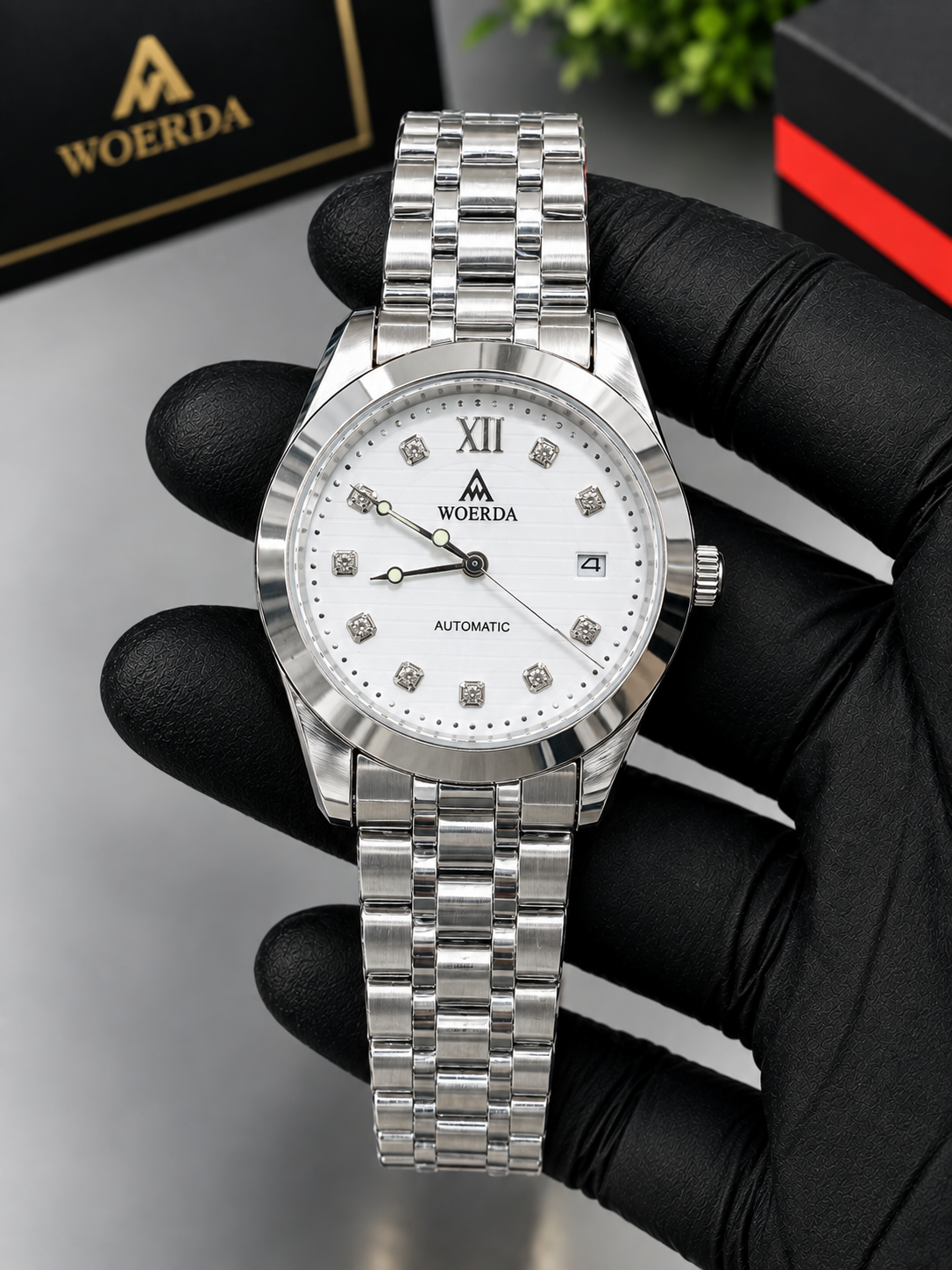 Luxury Full Automatic Full Steel  White dial   Watch for Men