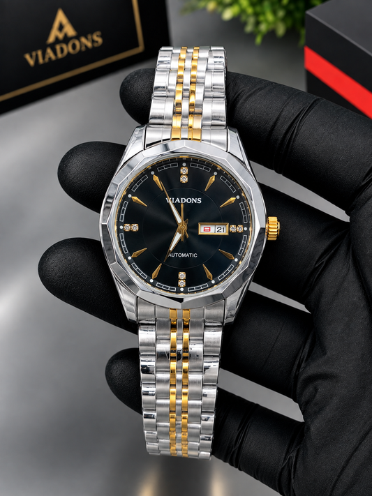 Luxury Full Automatic Gold & Black dial Watch for Men Full steel