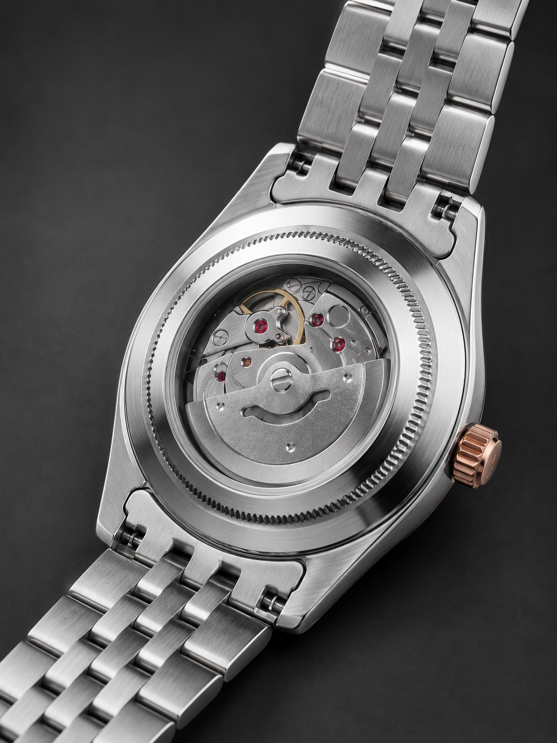 Luxury Two Tone Semi Automatic Watch  White Dial Men's Watch | Premium Stainless Steel Wrist Watch with Date & Time Display