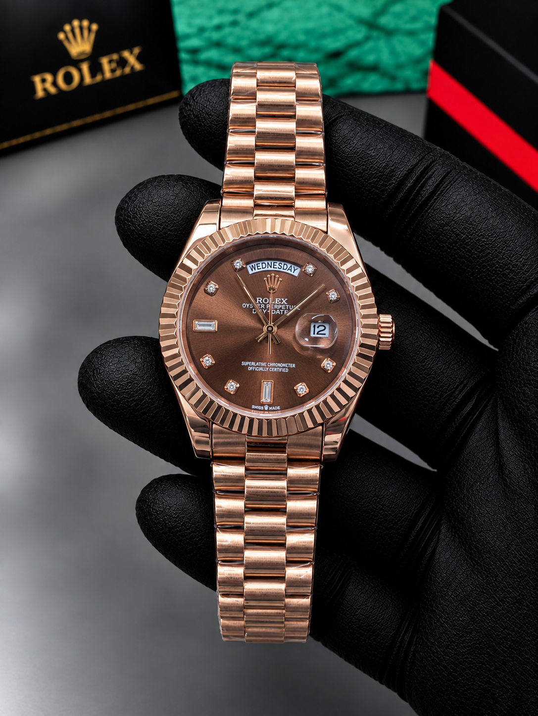 Luxury Rose Gold Chain & Rose Gold  dial Men's Watch | Premium Stainless Steel Wrist Watch with Date & Time Display