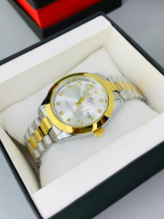 Luxury Gold & White dial  Men's Watch | Premium Stainless Steel Wrist Watch with Date & Time Display