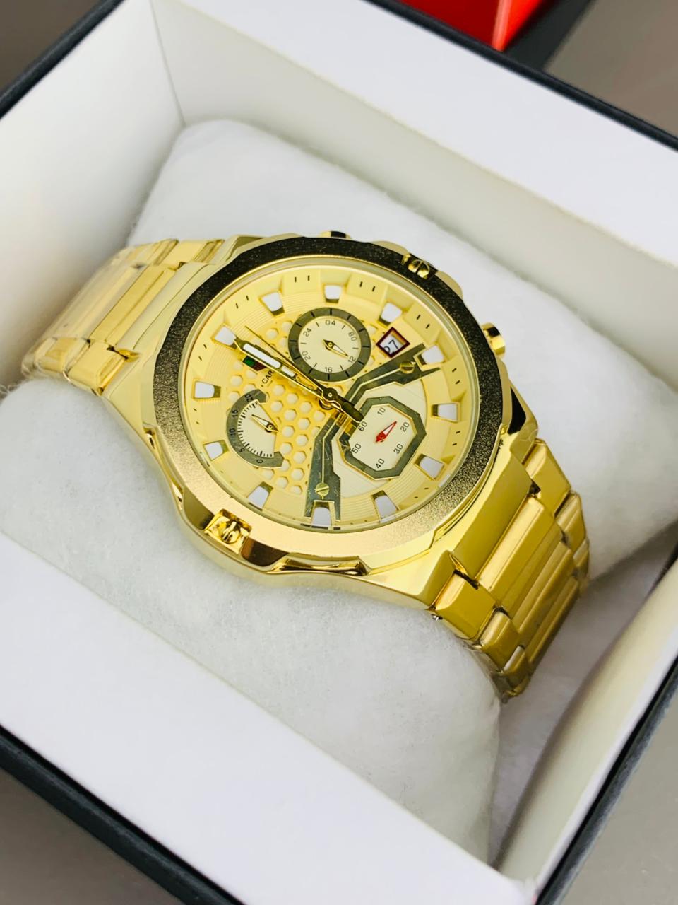 Luxury Gold & Gold dial Chronograph Men's Watch | Premium Stainless Steel Wrist Watch with Date & Time Display