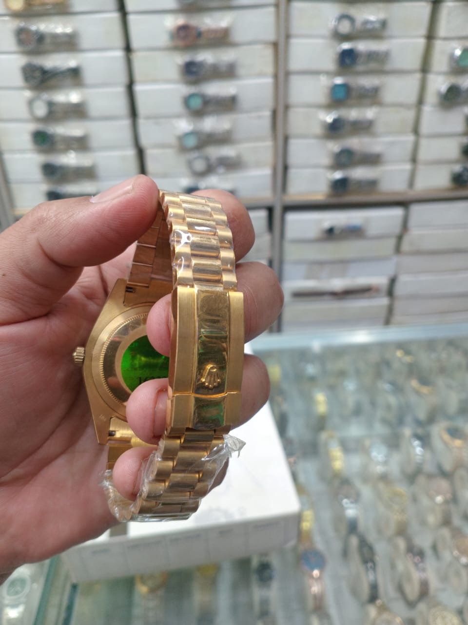 Premium Monograph Heavy Weight Men's Watch Green Dial  | Gold Stainless Steel